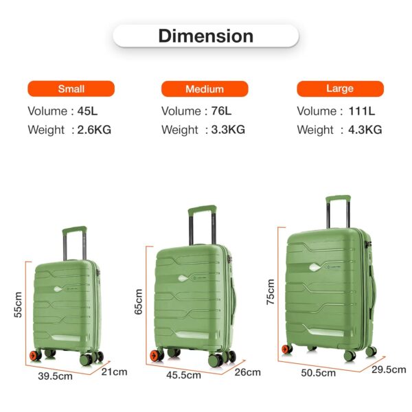 Nasher Miles Paris Hard-Sided Polypropylene Check-In Luggage Avacado Green 24 Inch |65 Cm 8 Wheels Trolley Bag,Medium,8 Spinner - Image 8