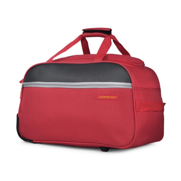 Aristocrat Enigma 52 Cm Polyester Softsided Cabin Size Duffle Trolley with Wheels - Red - Image 3