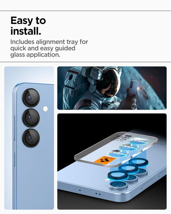 Spigen Glas.tR EZ Fit Optik Pro Tempered Glass Camera Lens Protector Guard for Galaxy S25 Plus - Black (2 Pack) - Image 7