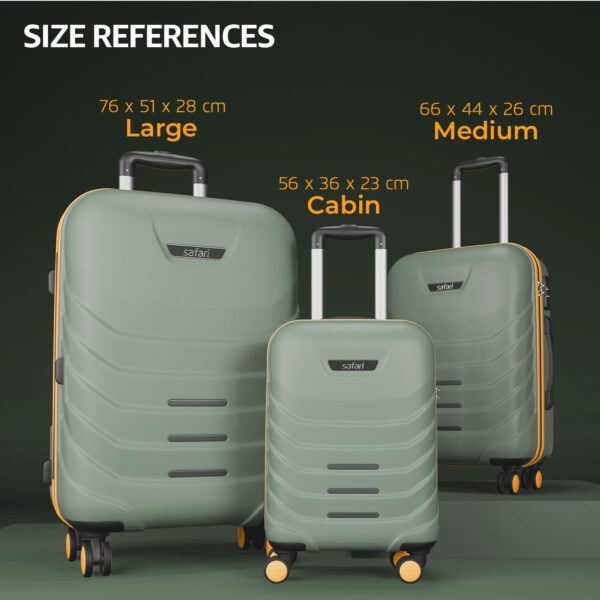 Safari Crescent 8 Wheels 56cm Small Cabin Trolley Bag Hard Case Polycarbonate 360 Degree Wheeling System Luggage, Travel Bag, Suitcase for Travel, Trolley Bags for Travel, Thyme Green - Image 7