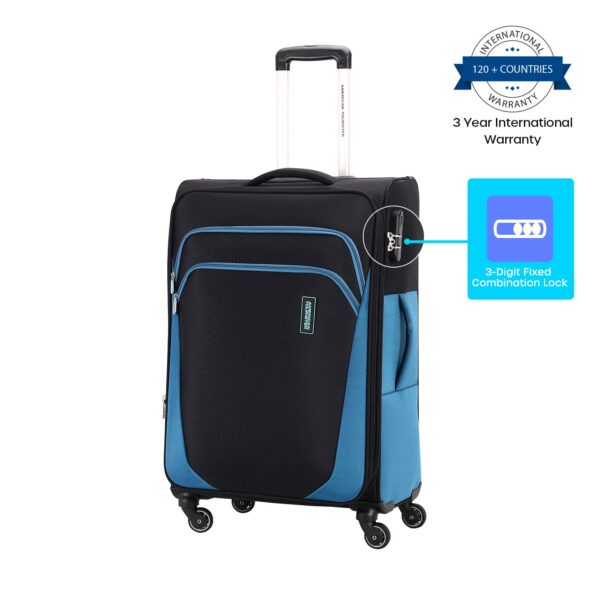 American Tourister Trolley Bag for Travel|Kansas 80 Cms Polyester Softsided Large Check-in Luggage Bag|Speed_Wheel Suitcase for Travel|Trolley Bag for Travelling, Black - Image 3