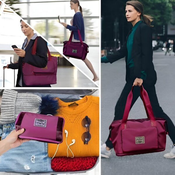 Travel Bags 41 Liter Expandable for Women,Duffle Bags with Wheels and Handle for Women Luggage,Foldable Vanity Traveling Companion Hand Bag for Ladies Personal Items Large Weekend (Wine) - Image 4