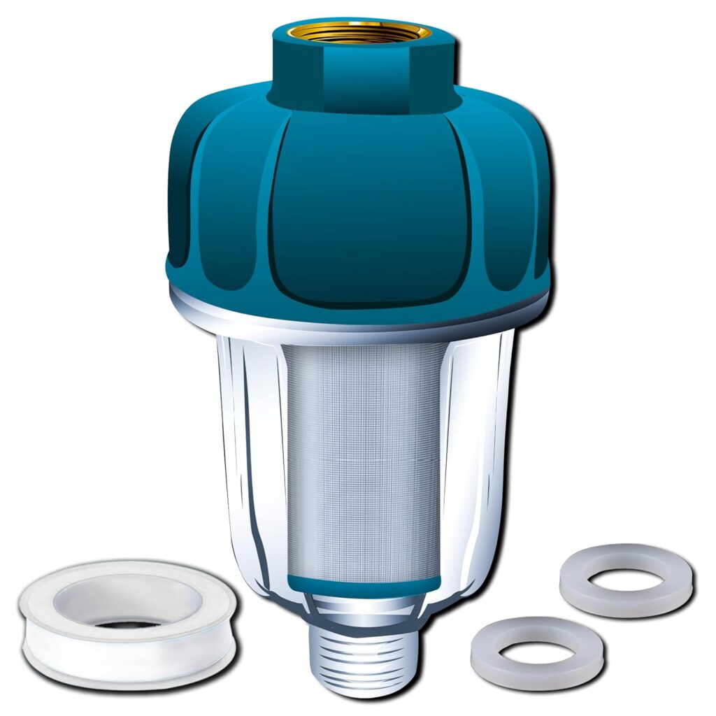 ORBON Geyser Water Filter | 40µm Inline Water Filter for Whole House | Geyser Inlet Sediment Filter Cleaner | Portable Mesh Filter for Under Sink & Washing Machine | 1/2” MNPT+FNPT | 1 Unit