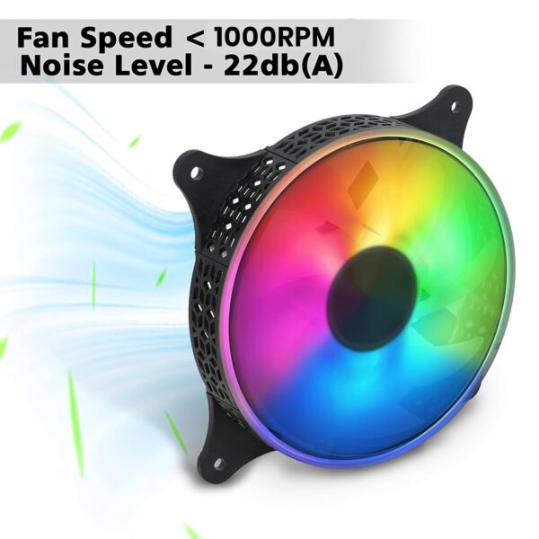 RiaTech 3 Pack RGB LED Series 120mm Case Fan For Pc, 1000 RPM, PWM connector Unique Ultra Quiet Long Life Gaming Cpu Cooler Fan - 4pin Molex connector - Image 3