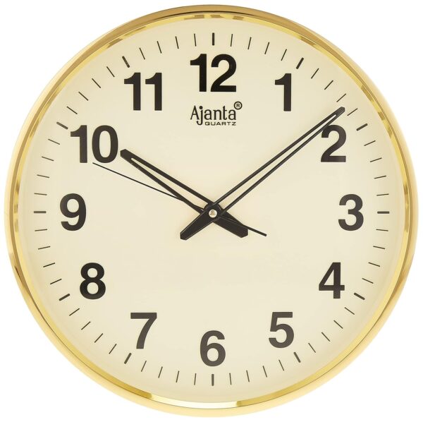 Ajanta Quartz Analog Wall Clock(32 Cm X 32 Cm X 3.5 Cm,Gold,Plastic) - Image 3