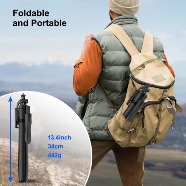 Celfiexpt 71 inch Selfie Stick Tripod 360 Degree Rotation Anti Shake Handle Long Tripod Stand with Bluetooth Remote for Mobile Phone Multi-Function Selfie Stick for iPhone Android Phone Camera Gopro - Image 10