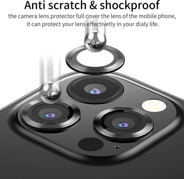 GadgetBite Camera Lens Protector for iPhone 13 Pro 6.1"& iPhone 13 Pro Max 6.7", Tempered Glass Camera Lens Protector Tempered Glass Lens Ring Cover Fit for iPhone 13 Pro/iPhone 13 Pro Max (Black). - Image 3