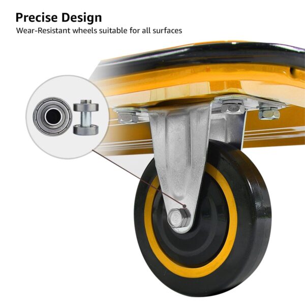 Equal 300kg Capacity Steel Foldable Platform Trolley for Heavy Weight/Material Handling Goods Trolley for Home, Office, Warehouse & Industries - 61cm x 91cm (5" Wheel/Yellow Color) - Image 7
