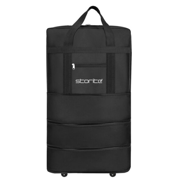Storite 3 Layer Nylon Duffle Bags/Convertible Travel Luggage with Wheels/Waterproof Traveling Bag for Clothes/Foldable - Extendable Duffle Bag for Men and Women (Black) - Image 2