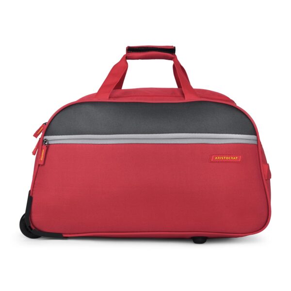 Aristocrat Enigma 52 Cm Polyester Softsided Cabin Size Duffle Trolley with Wheels - Red - Image 2
