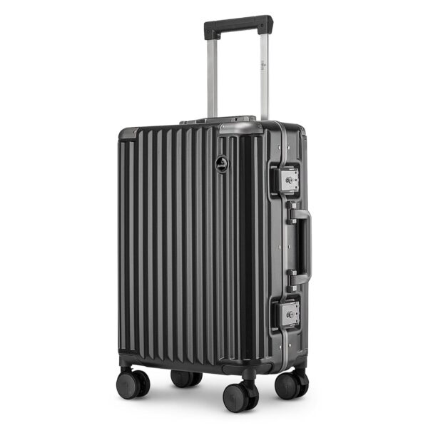 THE CLOWNFISH Stark Series Luggage Polycarbonate Hard Case Suitcase Eight Wheel Trolley Bag With Double Tsa Locks- Sooty Black (Small Size,57 Cm-22 Inch,8 Spinner) - Image 2