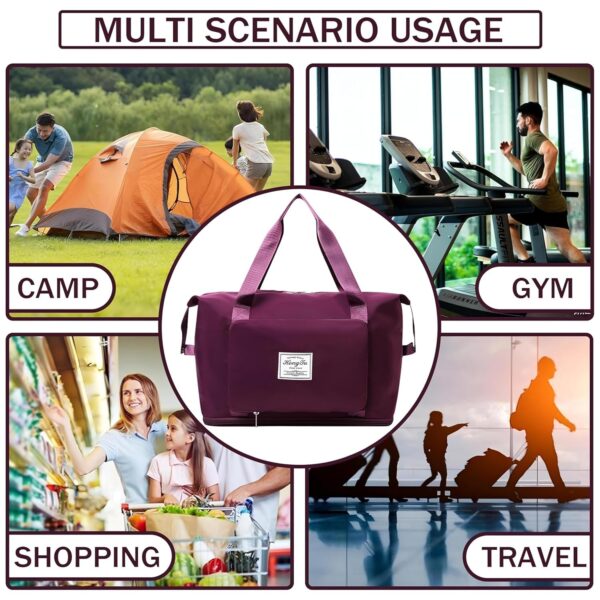 Travel Bags 41 Liter Expandable for Women,Duffle Bags with Wheels and Handle for Women Luggage,Foldable Vanity Traveling Companion Hand Bag for Ladies Personal Items Large Weekend (Wine) - Image 5