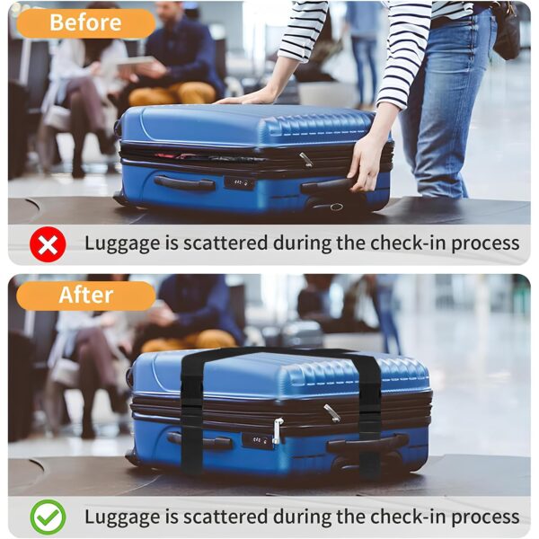 Storite Pack of 2 Luggage Strap | Luggage Belt for Suitcase & Trolley Bags | Travel Belt with Quick Release Adjustable Buckle for Suitcase | Black - Image 9