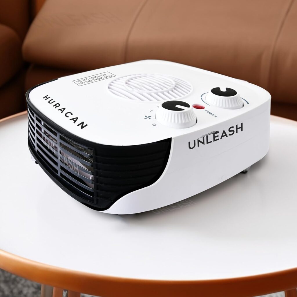 Unleash Huracan 2000W Electric Room Fan Heater, Blower Heater With Adjustable Thermostate And 100% Copper Motor (White)
