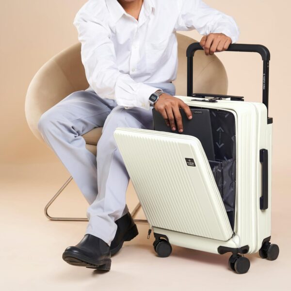 Nasher Miles Silicon Valley Hard-Sided Polycarbonate TSA Lock & Wide Telescopic Handle Cabin Luggage with Laptop Compartment White 20 inch |55cm Trolley Bag - Image 4