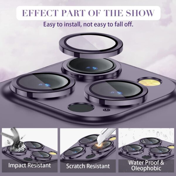 GadgetBite Camera Lens Protector for iPhone 14 Pro 6.1"& iPhone 14 Pro Max 6.7", Tempered Glass Camera Lens Protector Tempered Glass Lens Cover Fit for iPhone 14 Pro/iPhone 14 Pro Max (Purple). - Image 3