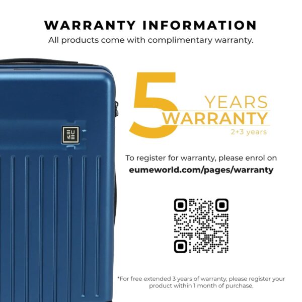 EUME Classic Cabin 55 Cm Trolley Bag Small Size for Travel, Midnight Blue| Polycarbonate (Pc) 8 Hinomoto Wheels Suitcase | Small Trolley Bag for Luggage - Image 9