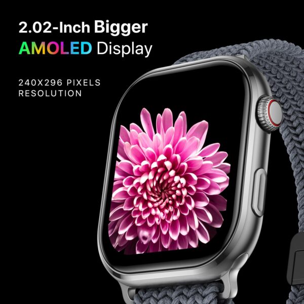 Fire-Boltt Brillia Pro Smart Watch with 51.3mm (2.02 inch) AMOLED Display, Bluetooth Calling, SpO2, Heart Rate Monitoring, 120+ Sports Modes, IP67 Waterproof, Long Battery Life (Grey Wave) - Image 5