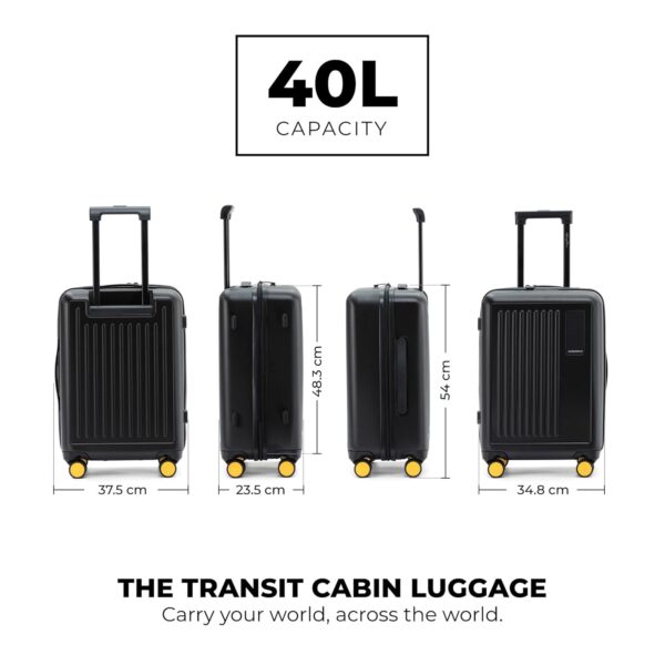 MOKOBARA The Transit Trolley Luggage|40L Capacity TSA Lock Silent Ninja Spinner Wheels Telescopic Handle Polycarbonate Hardshell|Ideal for Travel & Weekend Getaways (Small Black 2.0 Cabin) - Image 6