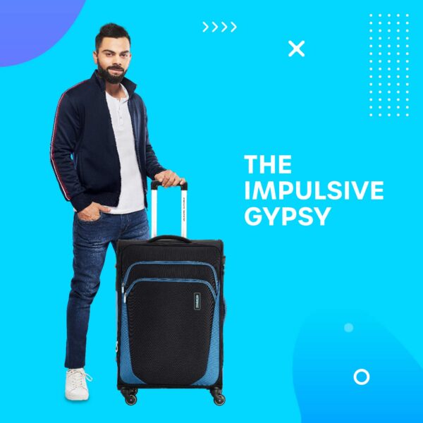 American Tourister Trolley Bag for Travel|Kansas 80 Cms Polyester Softsided Large Check-in Luggage Bag|Speed_Wheel Suitcase for Travel|Trolley Bag for Travelling, Black - Image 10