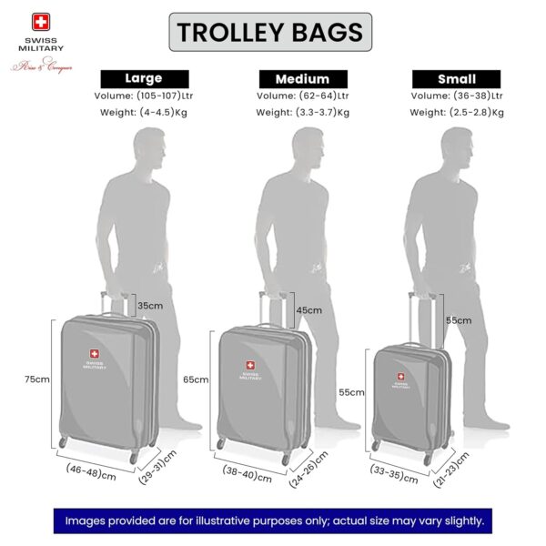 Swiss Military Rhombus Black 55 Cms Small Cabin Polycarbonate Hardshell Sided 8-360 Degree Rotatable Wheels Luggage/Suitcase - Image 9