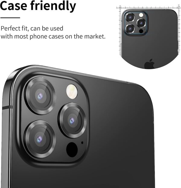 GadgetBite Camera Lens Protector for iPhone 13 Pro 6.1"& iPhone 13 Pro Max 6.7", Tempered Glass Camera Lens Protector Tempered Glass Lens Ring Cover Fit for iPhone 13 Pro/iPhone 13 Pro Max (Black). - Image 6