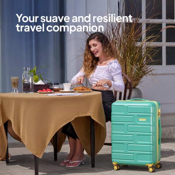 American Tourister BRICKLANE+ 79 CM Large Check-in Polycarbonate (PC) Hard Sided 8 Wheels Spinner Luggage/Suitcase/Trolley Bag for Travel (Emerald Green) - Image 3