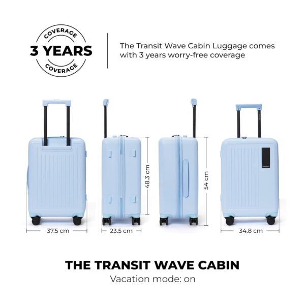 MOKOBARA Polycarbonate The Transit Wave Cabin Luggage 58Cms Cabin Size German Makrolon Poly-Carbonate Hardside 8 Hinimoto Wheels Suitcase Trolley (Shy Blue), Small - Image 7