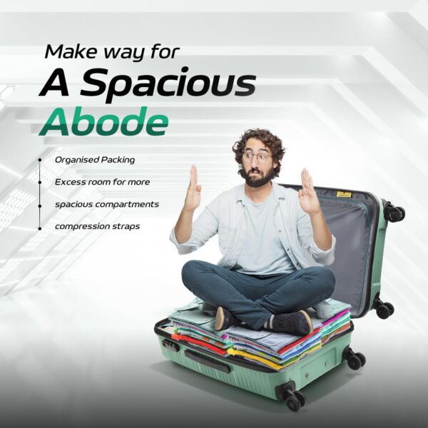 Aristocrat Prime 76 Cm Large Polypropylene Hard-Sided 8 Spinner Check-in Trolley Bag with Combination Lock, 7 Years Warranty (Green) - Image 7