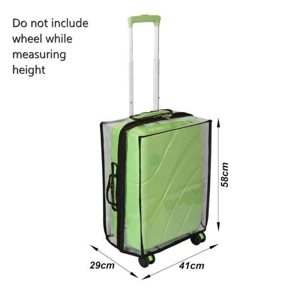 AQBAH 24inch Clear PVC Suitcase Zippered Dustproof Protective Cover for Wheeled Luggage Trolley Transparent Luggage Protecto(58 x 29 x 41 cm) - Image 3