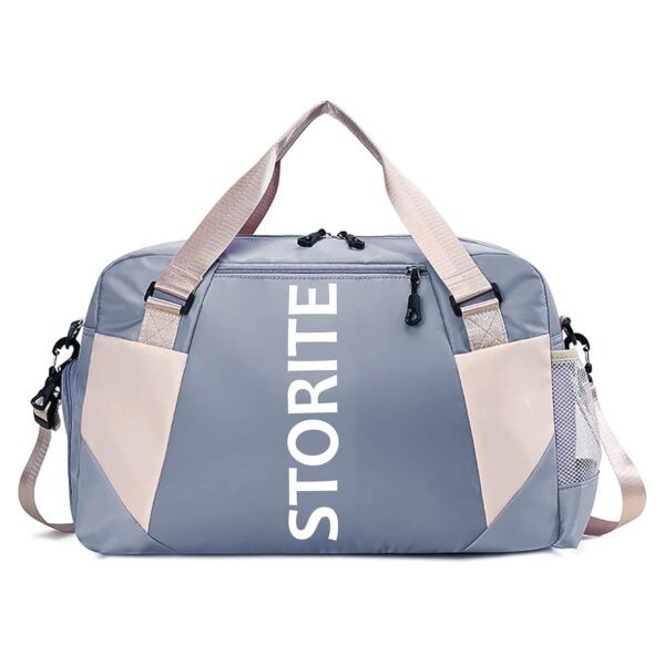 Storite Nylon 47 Cm Imported Travel Duffle Bag, Sports Shoulder Bag for Women with Wet Pocket & Shoe Compartment Weekender Overnight Luggage Bag (Blue,47x20x28 cm) - Image 2