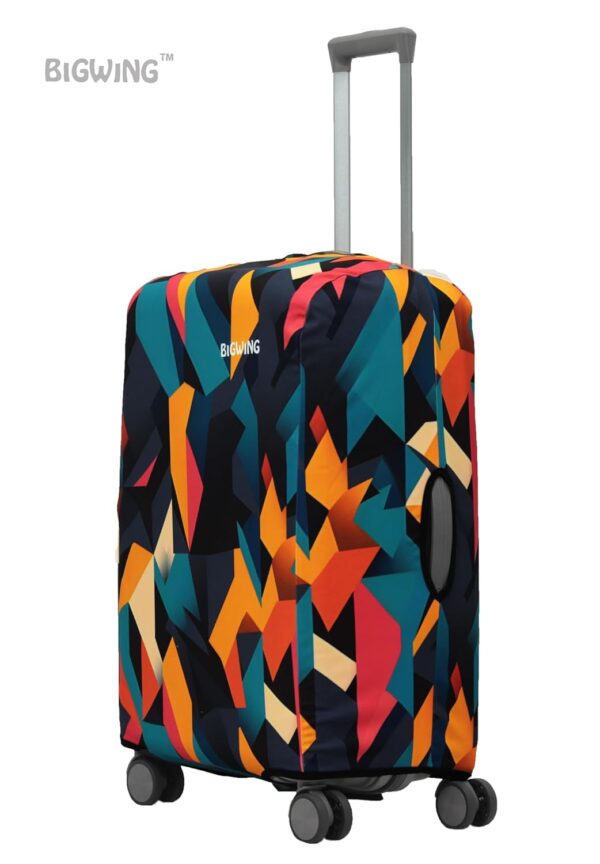 BIGWING Protective Cover in Polyester Fabric with Abstract Print Multicolour | 24' Inch 65 cm Medium Size | Hard Luggage Trolley Bag Cover (Fitts Only On Fiber - Plastic Trolley Bag) - Image 5