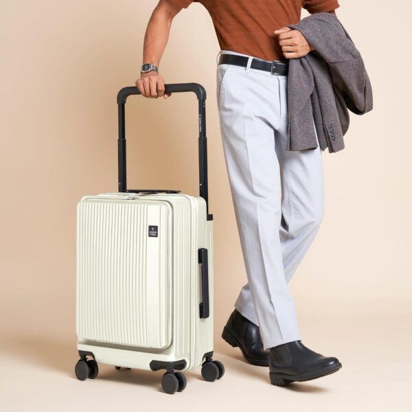 Nasher Miles Silicon Valley Hard-Sided Polycarbonate TSA Lock & Wide Telescopic Handle Cabin Luggage with Laptop Compartment White 20 inch |55cm Trolley Bag - Image 9