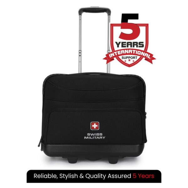 Swiss Military PilotPro Hard and Soft Laptop Overnighter Trolley Bag, 30L Lightweight Cabin Luggage, Fits 15.6 Inch Laptop, Business Travel Bag with Organizer, Combination Number Lock - Black, LTB2 - Image 6