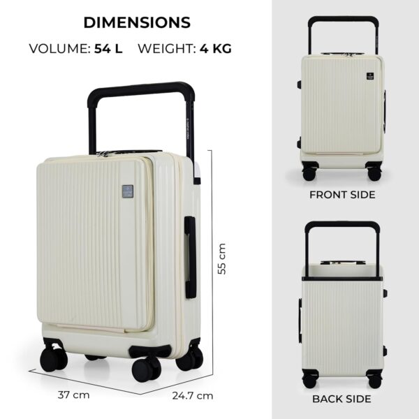 Nasher Miles Silicon Valley Hard-Sided Polycarbonate TSA Lock & Wide Telescopic Handle Cabin Luggage with Laptop Compartment White 20 inch |55cm Trolley Bag - Image 5