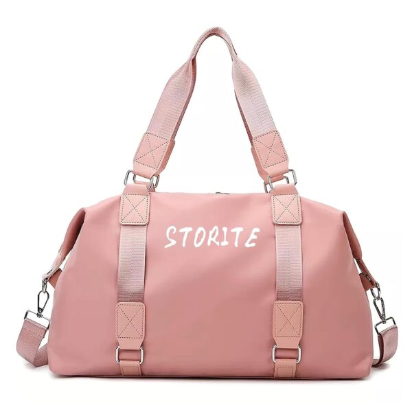 Storite Nylon 47 Cm Travel Duffle Bag, Sports Shoulder Bag for Women with Wet Pocket Weekender Overnight Luggage Bag - (Pink, 47 x 16 x 30 Cm) - Image 2