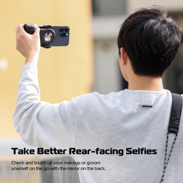ULANZI Selfie Phone Tripod Mount MA35, 2-in-1 Magnetic & Phone Clip Camera Grip Handle Holder with Detachable Remote Shutter with Cold Shoe Adapter for iPhone 14 15 Samsung Smartphone Video Shooting - Image 8