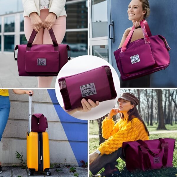 Travel Bags 41 Liter Expandable for Women,Duffle Bags with Wheels and Handle for Women Luggage,Foldable Vanity Traveling Companion Hand Bag for Ladies Personal Items Large Weekend (Wine) - Image 3