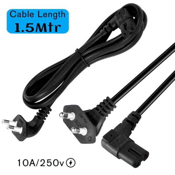 Storite 1.5Mtr 2-pin L-Shape Universal Replacement AC Power Cord Cable Wire for Printer, Laptop PC Notebook Computer - Image 3