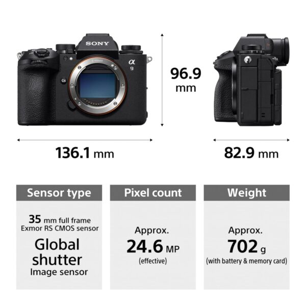 Sony Alpha ILCE-9M3 Full-Frame Interchangeable-Lens Mirrorless Camera (Body Only) | Global Shutter System | 24.6 MP | 120fps with AF/AE Tracking | 4K 120p Without cropping - Black - Image 4