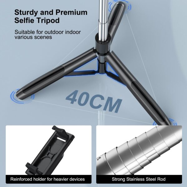 Celfiexpt 71 inch Selfie Stick Tripod 360 Degree Rotation Anti Shake Handle Long Tripod Stand with Bluetooth Remote for Mobile Phone Multi-Function Selfie Stick for iPhone Android Phone Camera Gopro - Image 4