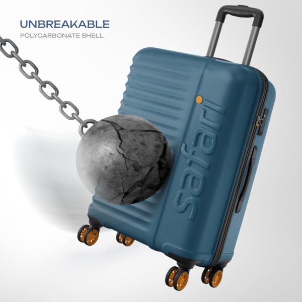 Safari Insignia 8 Wheels 81cm Large Size Check-in Trolley Bag, TSA Lock, Hard Case Polycarbonate, XL Size International Travel Luggage, Suitcase for Travel, Trolley Bags for Travel, Ink Blue - Image 4