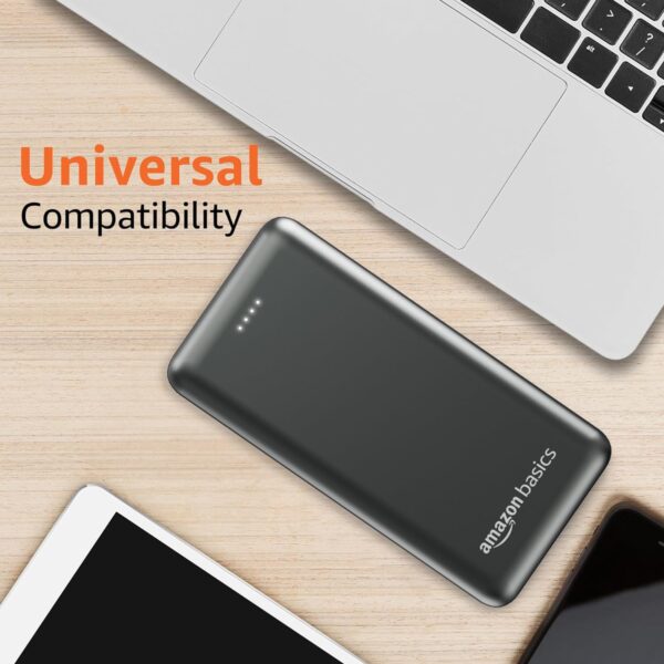 Amazon Basics 20000 mAh Power Bank | 22.5W Fast Charging | Dual Output & Input | Charge 3 Devices Simultaneously | for Smartphones, TWS Earbuds, Speakers, Tablets (Metallic Grey) - Image 8