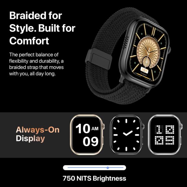 Fire-Boltt Brillia Pro Smart Watch with 51.3mm (2.02 inch) AMOLED Display, Bluetooth Calling, SpO2, Heart Rate Monitoring, 120+ Sports Modes, IP67 Waterproof, Long Battery Life (Black Wave) - Image 6