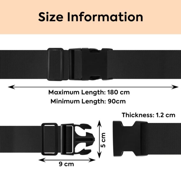 Storite Pack of 2 Luggage Strap | Luggage Belt for Suitcase & Trolley Bags | Travel Belt with Quick Release Adjustable Buckle for Suitcase | Black - Image 3