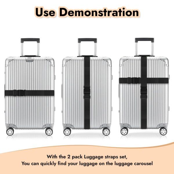 Storite Pack of 2 Luggage Strap | Luggage Belt for Suitcase & Trolley Bags | Travel Belt with Quick Release Adjustable Buckle for Suitcase | Black - Image 5