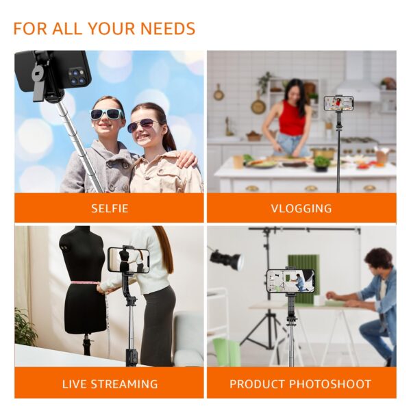 Amazon Basics Selfie Stick with Detachable Phone Clip | 107 cm Extendable | Remote Control | Compatible with Mirrorless/Action Camera, Ring Light, Gopro | Ideal for Selfies, Vlogging, Black - Image 7