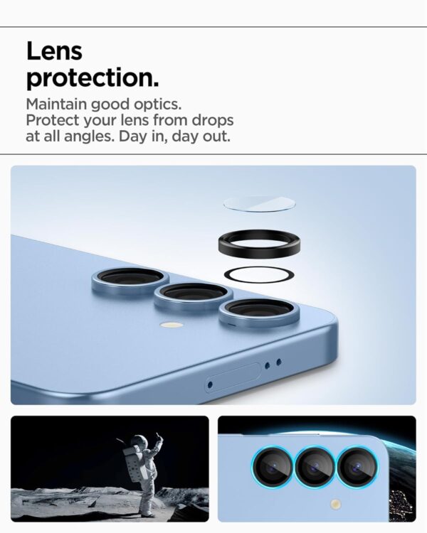 Spigen Glas.tR EZ Fit Optik Pro Tempered Glass Camera Lens Protector Guard for Galaxy S25 Plus - Black (2 Pack) - Image 5