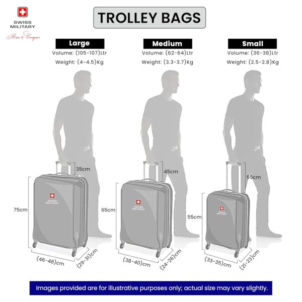Swiss Military 20 Inch Luggage, Unbreakable Polycarbonate Cabin Size Luggage Blue Color, Textured Hard-Sided Trolley Luggage/Suitcases, HTL99, Blue - Image 7