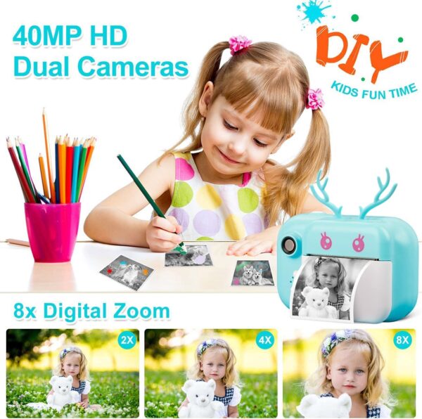 Leqtroniq 40MP Instant Digital Camera for Kids with Print Paper, Child Video Camcorder & Selfie Camera Toy 2.4 Inch Screen & 32GB TF Card (Sky Blue) - Image 4